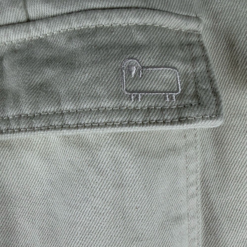 Woolrich × Target Women's Mid-Rise Barrel Leg Cargo Denim Pants Cream Sizes 2-12 - Picture 9 of 15